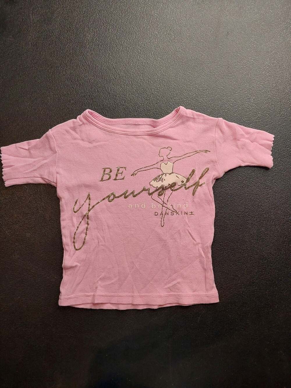 Danskin Girls Pink 'Be Yourself and Be Kind' Ballerina Short Sleeve T-Shirt